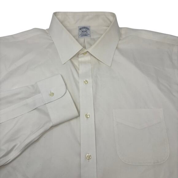 Brooks Brothers 17 1/2-34 White Long Sleeve Button Down Regent Fit Dress Shirt - Picture 1 of 5